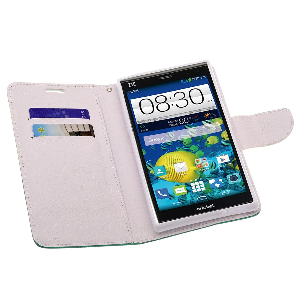 ZTE Grand X Max Case, Wrist Strap Magnetic Flip Fold[Kickstand] Pu Leather Wallet Case with ID & Card Slots - Teal